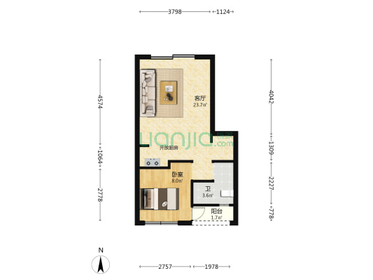 竹头园 1室1厅1卫 42平方