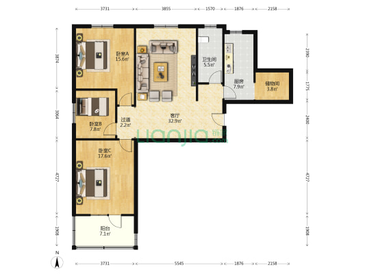舒香苑 3室1厅1卫 133平方