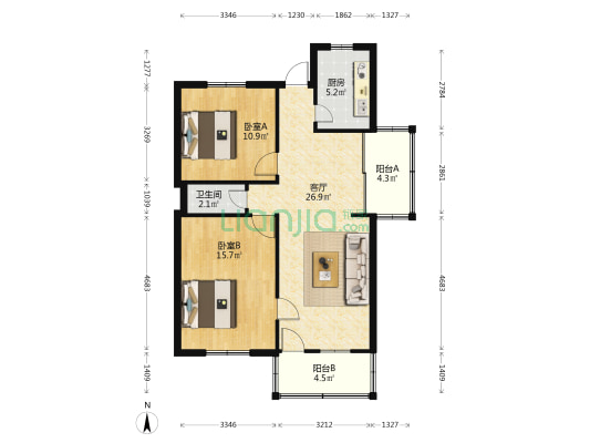 湖东路143号外贸宿舍 2室1厅1卫 82平方