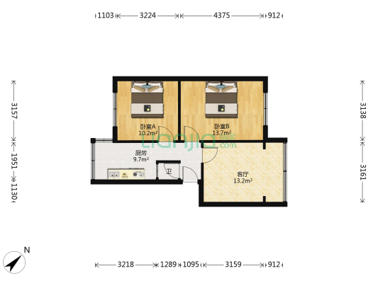 集贤巷34号 2室1厅1卫 58平方