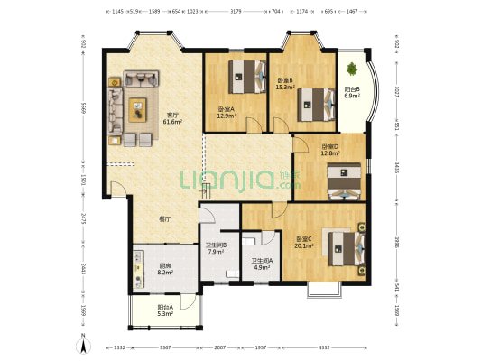 丰顺苑 4室1厅2卫 175平方