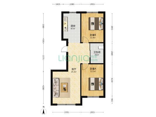 恒泰·望云轩 2室1厅1卫 87平方