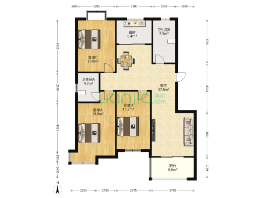农垦丽景苑 3室1厅2卫 139平方