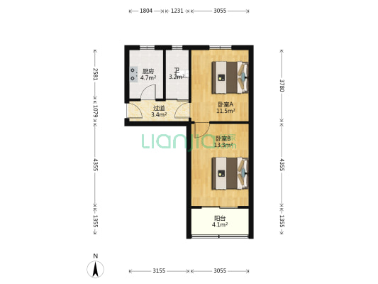 纺织路11号 2室0厅1卫 50平方