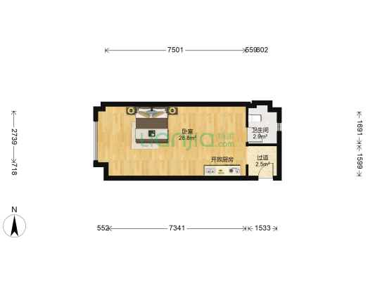 西部人才产业园 1室0厅1卫 50平方
