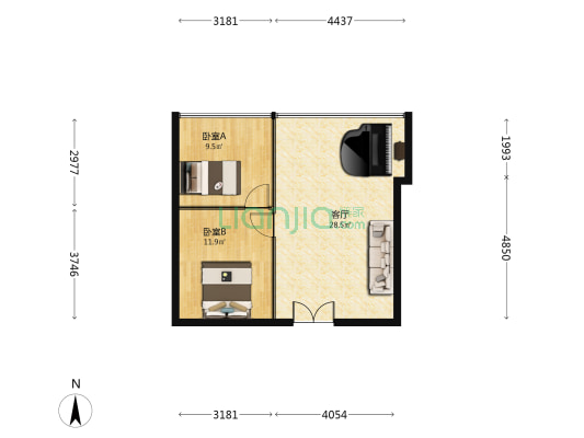 银州国际大厦 2室1厅0卫 80平方