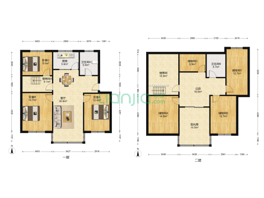 中德社区 3室1厅2卫 105平方