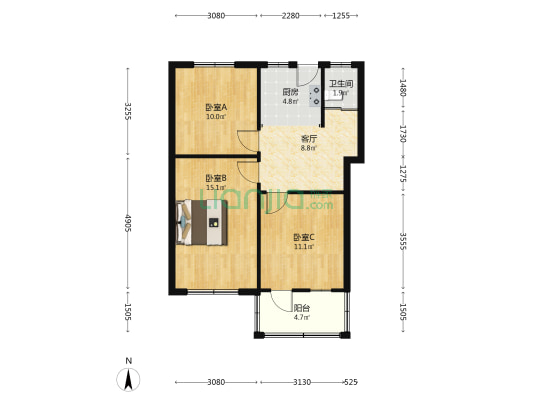 十一中教工宿舍 3室1厅1卫 67平方