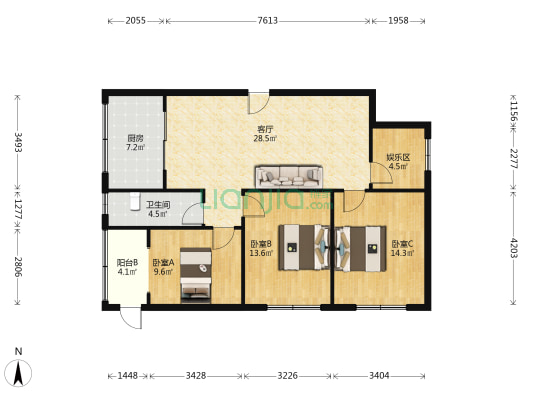 平义路16号 3室1厅1卫 104平方