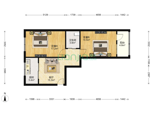美好里 2室1厅1卫 79平方