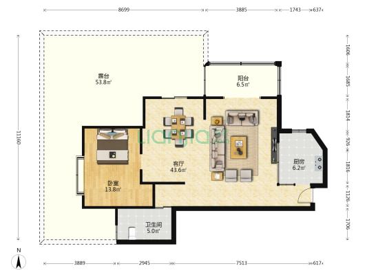 上川嘉园 1室1厅1卫 103平方