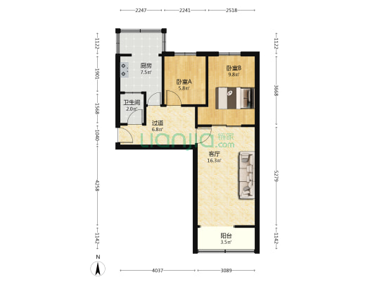 三小区 2室1厅1卫 62平方