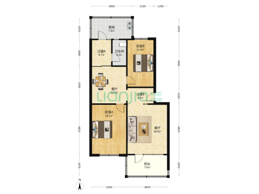 长城小区东区 2室2厅1卫 101平方