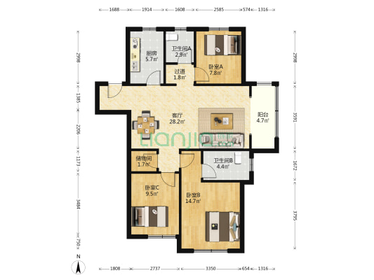 樾府 3室1厅2卫 123平方