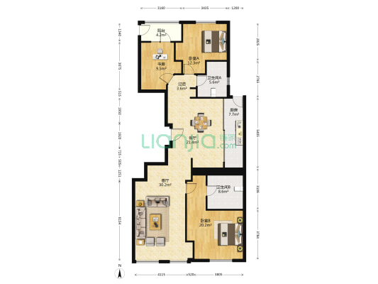 紫荆汇 3室2厅2卫 172平方