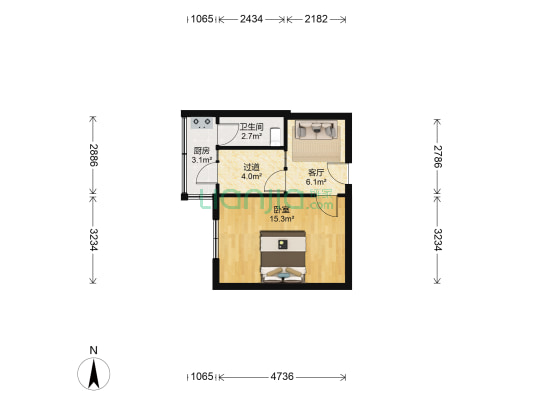 春四路18号 1室1厅1卫 35平方