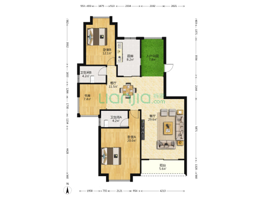 御龙山庄 3室2厅2卫 134平方