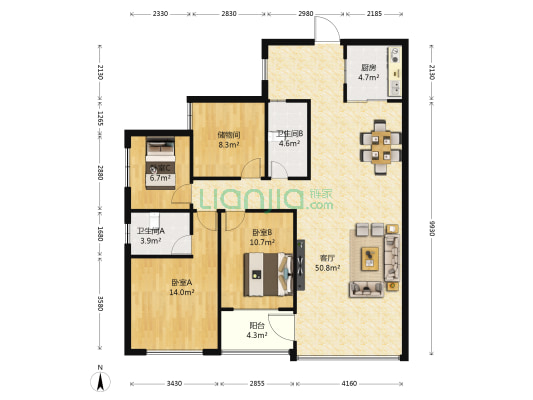 瀚林澜山 3室1厅2卫 139平方