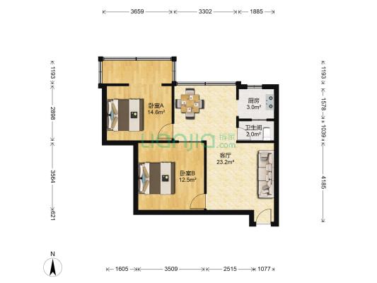 东光街5号 2室1厅1卫 61平方