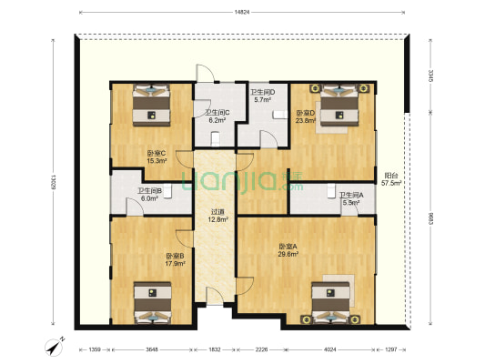 晟园 4室0厅4卫 197平方