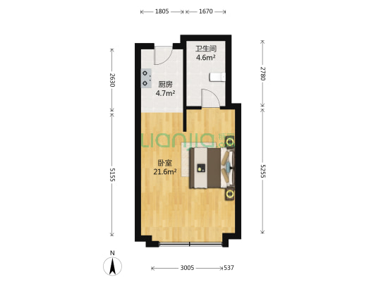 协和广场 1室0厅1卫 48平方