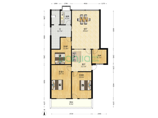 濠塘西巷15号 4室2厅1卫 97平方