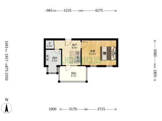 南阳路203号院 1室1厅1卫 35平方