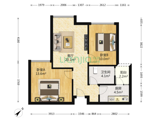 交大万通格外 2室1厅1卫 62平方