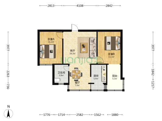 市金属材料公司大院 2室2厅1卫 63平方