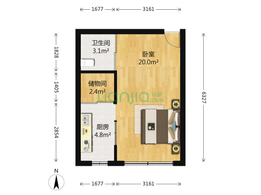 万龙第八城B区 1室0厅1卫 47平方