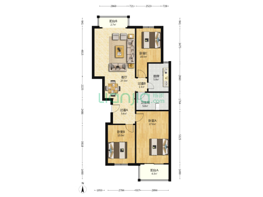 益昌馨城 3室1厅1卫 117平方