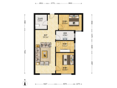朝南的三居室 利用空间大 楼间距宽 视野开阔-涿州高铁新干线户型图