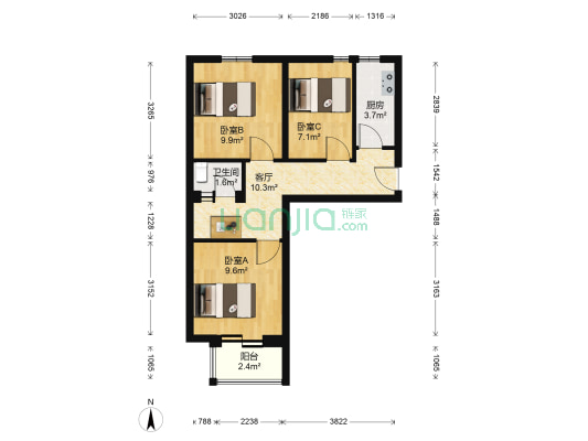 光辉里小区 3室1厅1卫 59平方