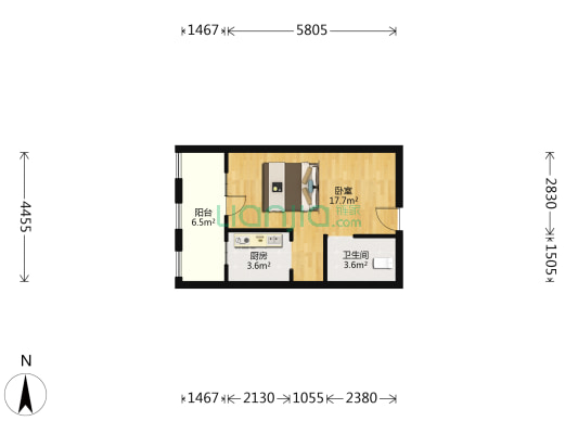 襄阳市粮食局家属院 1室0厅1卫 93平方