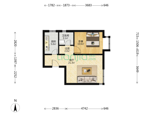 次渠南里七区 1室1厅1卫 59平方