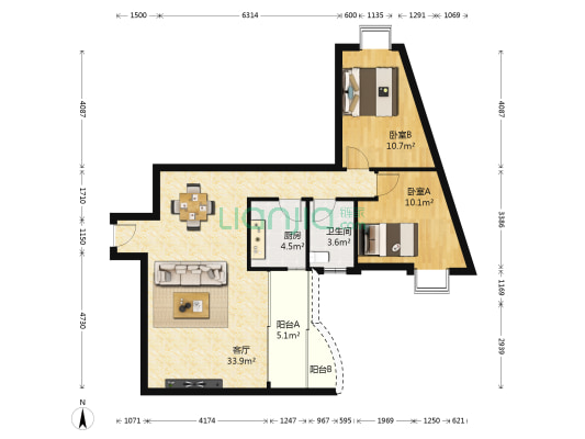 顺华名庭 2室1厅1卫 87平方