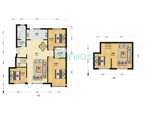 龙湖华煜江与城（一期） 3室1厅2卫 140平方