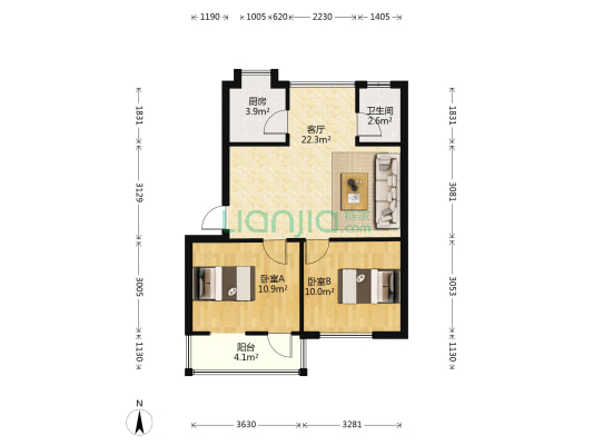 广汇·清芦苑 2室1厅1卫 64平方