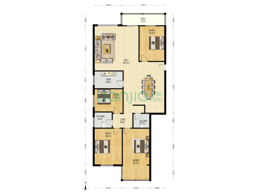 滨江花园(惠城) 4室1厅2卫 183平方
