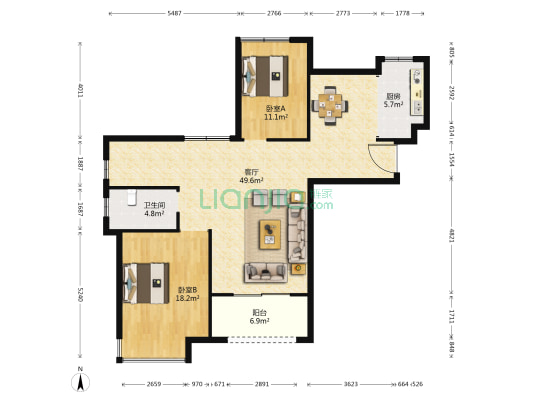 汇金豪庭 2室1厅1卫 125平方