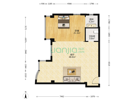 城开天梨阁 1室1厅1卫 107平方