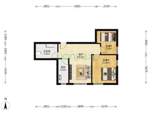 阳光里 2室1厅1卫 71平方