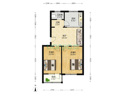 煤机小区三区 2室1厅1卫 70平方