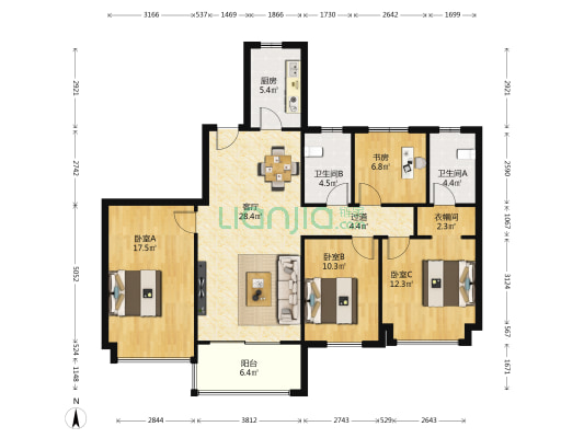 金隅紫京云筑 4室1厅2卫 141平方