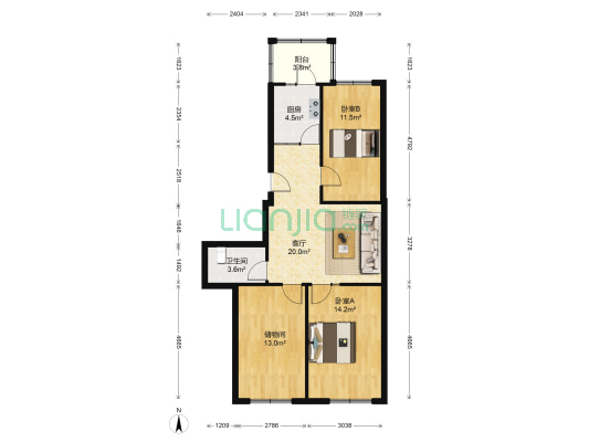 和兴头道街 2室1厅1卫 91平方