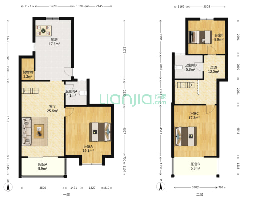 永盛广场 3室1厅2卫 148平方