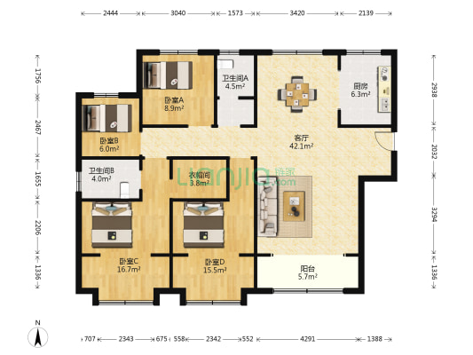 泰悦赫府 4室1厅2卫 157平方