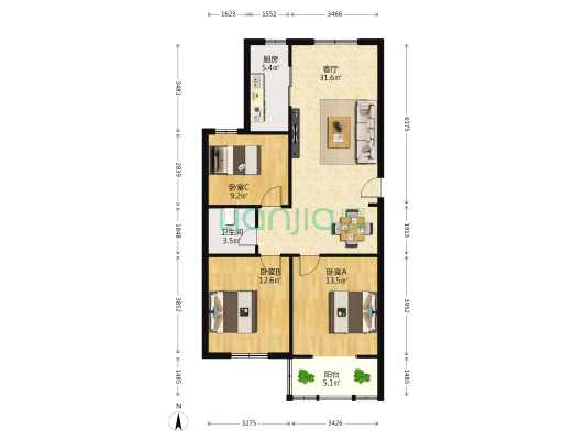 溢香园酒厂生活区 3室1厅1卫 102平方