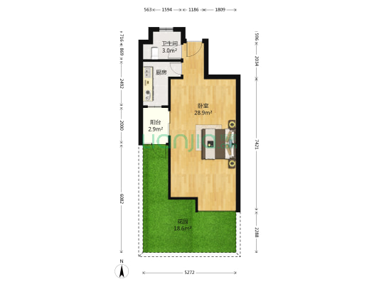 启城福邸 1室0厅1卫 52平方