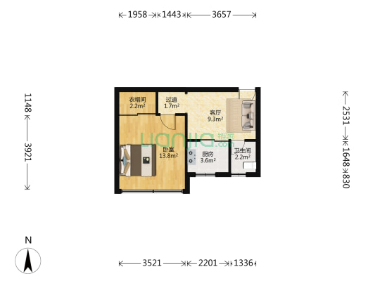 汉黄小区 1室1厅1卫 39平方